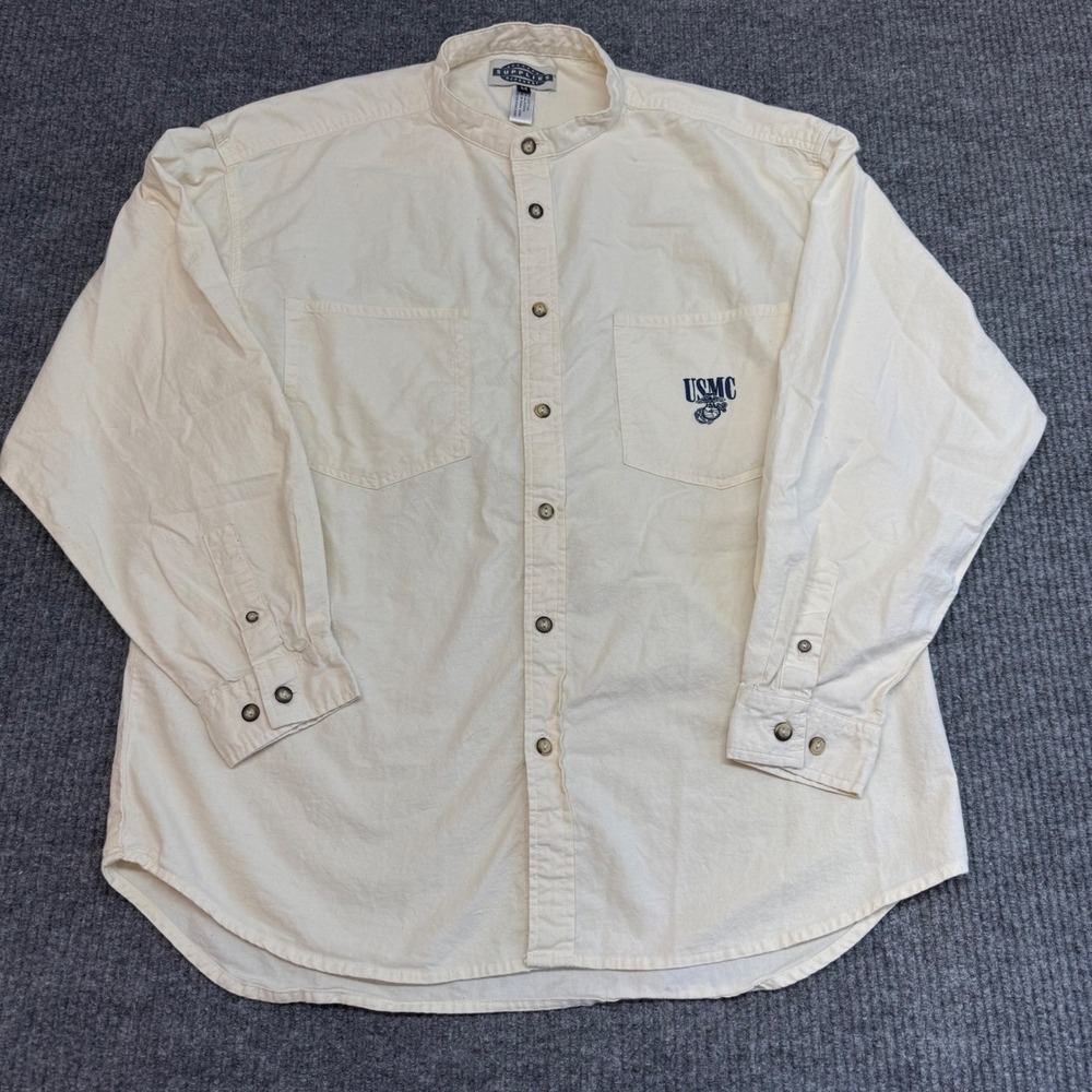 Supplies Menswear USMC Mandarin Collar Cotton Shirt Mens Medium Cream Off White